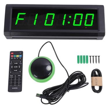 Imagem de Relógio de Parede Digital, Função Temporizador de 7 Cores, Relógio Elétrico de 6 Dígitos Com Controle Remoto, Liga de Alumínio (1,5 pol.)