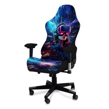 Imagem de QYZDLM Capas para cadeira de jogos, impressão 3D, elástica, macia, antiderrapante, fácil de instalar, capa para cadeira gamer com capa para apoio de braço (sem cadeira) (G)