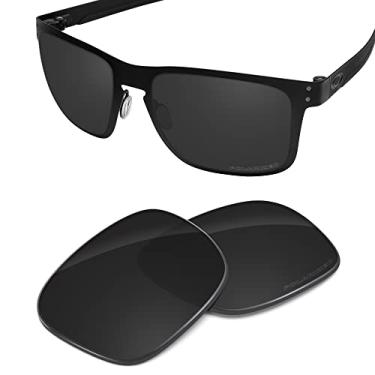 Imagem de Tintart Lente de substituição de desempenho compatível com Oakley Holbrook Metal OO4123 polarizado gravado - preto carbono