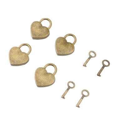 Imagem de 4 Conjuntos de Chave de Cadeado de Coração, Chave de Bloqueio Em Forma de Coração de Metal Decorativo para Diário Caixa de Jóias Decoração de Bagagem (Tipo 1)