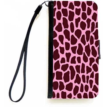 Imagem de Rikki Knight Capa carteira flip com design de girafa em pêssego com aba magnética para Apple iPhone 5c