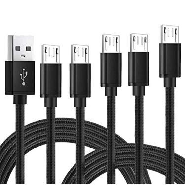 Imagem de Cabo micro USB, carregador SUPWISER para Android, pacote com 5 (3/3/6/6/10 pés), carregador rápido trançado de nylon para Samsung Galaxy S7 Edge S6, Note 5, LG K40, Tablet, Kindle e mais