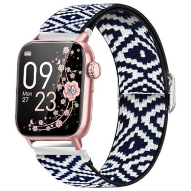 Imagem de Compatível com pulseiras de relógio inteligente AKUMAKA, pulseira de reposição ajustável de nylon elástico Lamshaw para homens e mulheres, compatível com relógio inteligente AKUMAKA G39, T90, 209DK