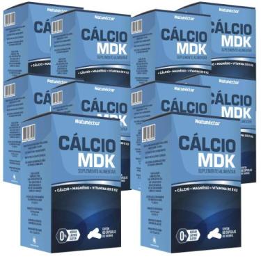 Imagem de Kit Combo 10 UND Cálcio MDK 600mg Magnésio Vitamina D  K2 600 Cápsulas