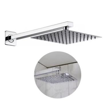 Imagem de Ducha Chuveiro 20x20 Slim Inox Com Braço 30cm Solar Gás - tcrabrasivos