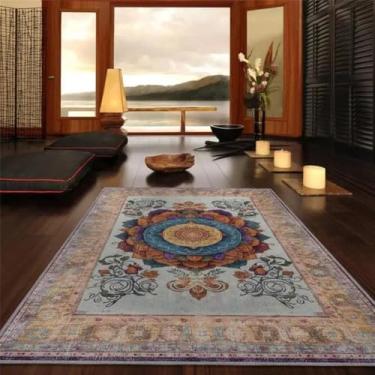 Imagem de HJZSZX Tapete de sala de estar retrô, área grande, estampado, cabeceira, tapete macio, arte, casa, área de lazer, mesa de centro, tapete de pelúcia, QH1640, ER, 300x400CM