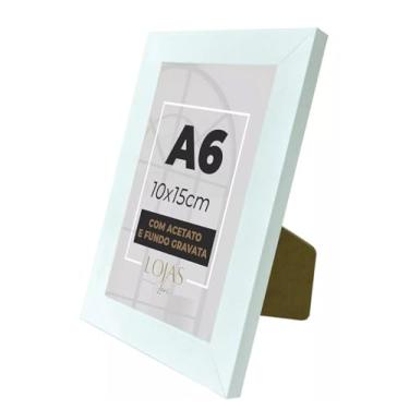 Imagem de Kit 10 Moldura Quadro A6 Com Acetato fundo gravata Poste Certificado (Branco)