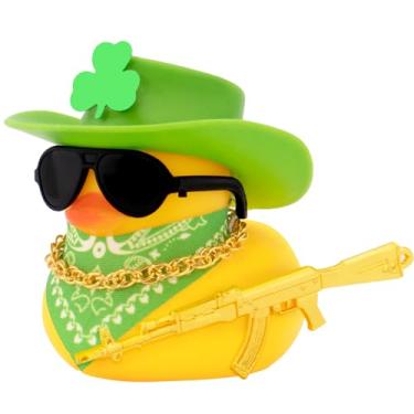 Imagem de wonuu Ornamentos de borracha para carro de pato decorações do dia de São Patrício, decorações de painel de carro de pato acessórios legais para carro, verde-AK47