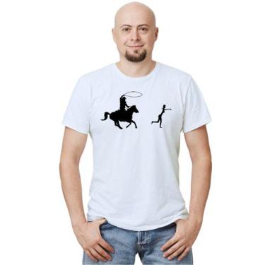 Imagem de Camiseta Cowboy Laçando Cowgirl Camisa Personalizada Blusa Adulto Algo