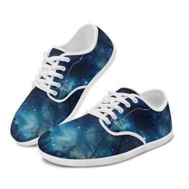 Imagem de GOSTONG Tênis de corrida masculino descalço leve, antiderrapante, largo, tênis de caminhada para uso ao ar livre, sola com zero queda, branca, tamanho 34-48, Céu estrelado, 45