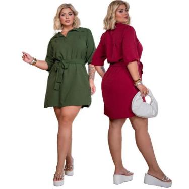 Imagem de Kit 2 Vestidos Chemises Moda Grande Dunas Manga 3/4 Social Evangelica 