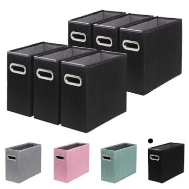 Imagem de ComfortKeeper Pacote com 6 organizadores de arquivos tamanho A4, organizador de pastas de arquivo, caixa de armazenamento de tecido, organizador de papel dobrável com alça de metal, trilhos de PVC