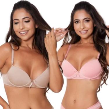 Imagem de Kit 2 Sutiã Com Bojo Plus Size Feminino Básico Lingerie Liso Confortáv