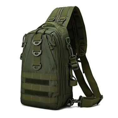Imagem de Mochila tática para homens multifuncional cintura bolsa de peito bolsa de viagem esportiva mochila para homens(Green)