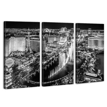 Imagem de Arte de parede do horizonte de Las Vegas em preto e branco com imagens de paisagem urbana decoração de parede para escritório, sala de estar, horizonte da cidade de Nevada, impressões em tela,