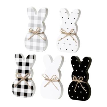 Imagem de shamjina 5x Páscoa de madeira de madeira placa placa de placa rústica Feliz 5.9x3.1inch Decoração de Páscoa para gabinete de prateleira