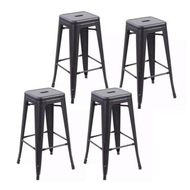 Imagem de 4 Cadeira Alta Tolix Francesinha Restaurante Bar Preto