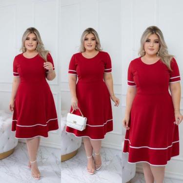 Imagem de Vestido Evangélico Feminino Midi Godê Festa Igreja Barato Oferta Ataca