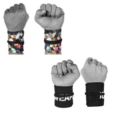 Imagem de WOD Wear Envoltórios de pulso para levantamento de peso, treinamento de força, musculação, treinamento cruzado, halterofilismo olímpico, suporte de ioga - tamanho único - (pacote com 2 pretos e
