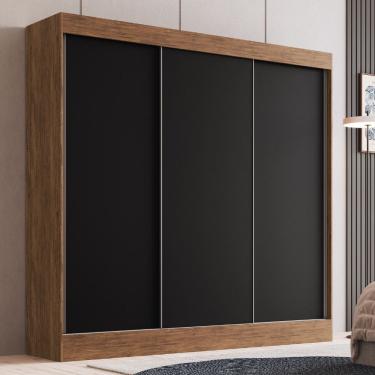 Imagem de Guarda Roupa Casal com Espelho 3 Portas de Correr 100 MDF Michigan Doripel
