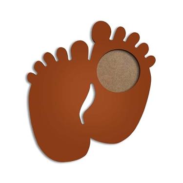 Imagem de Porta Maternidade Colorido Em Forma de Pezinhos Em Mdf Com PVC Antirreflexo Cor:TERRACOTA;Tamanho:27x30 cm