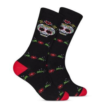 Imagem de Meia Cano Longo de Caveira Mexicana Hoahi