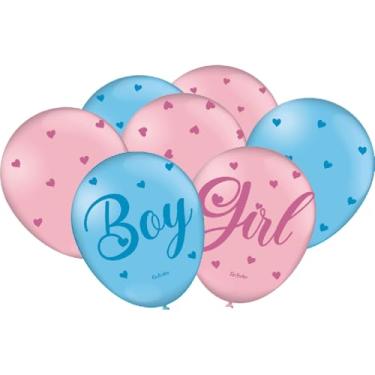 Imagem de Balão Importado Especial Látex 9" Festcolor Chá Revelação Azul E Rosa 1X25