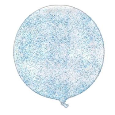 Imagem de Balão Bubble Transparente com Glitter Azul - 18" 45cm - 01 Unidade - P