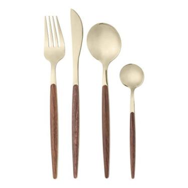 Imagem de Faqueiro 24 Peças Lyor Organic 2898 De Aço Inox Dourado