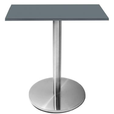 Imagem de Mesa Beta Inox 75 Cm altura Disco Redondo Tampo Mdp Quadrado 60 Cm Largura X 2,50 Cm Altura Grafito