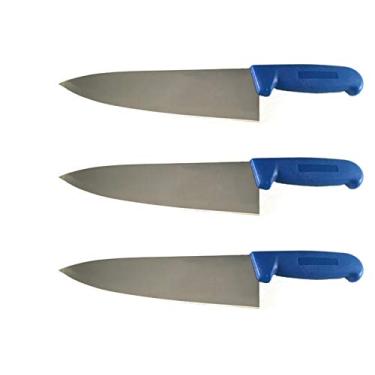 Imagem de Cozzini Cutlery Imports Faca de cozinheiro de 20 cm cores e pacotes sortidos - talheres de cozinha comercial afiados - facas de cozinha (pacote com 3 - azul)