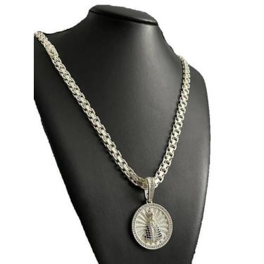 Imagem de Cordão 10Mm Cadeado Duplo + Pingente Banhado A Prata 925 - Tojoia18K