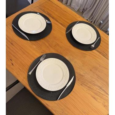 Imagem de Jogo Americano Redondo 4 Lugar Mesa Posta Sousplat Supla - Yang, PRETO