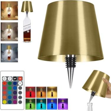 Imagem de SOUDFK Nova Luminária Sem Fio Para Garrafas 2025, Luz Led Rgb Para Garrafas Com Controle Remoto (Revestimento Dourado Rgb, 1 Unidade)