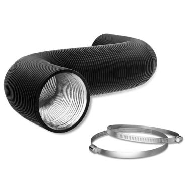 Imagem de Conduta de alumínio flexível de 35,5 cm - Mangueira de ventilação do secador de proteção de 4 camadas para ventilação e exaustão de aquecimento HVAC, 2 braçadeiras incluídas