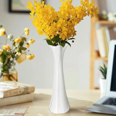 Imagem de TDIAVH Vaso de flores de cerâmica branca, vasos texturizados modernos de 30 cm de altura para decoração de casa, casa de fazenda, prateleira, centros de mesa, decorações de sala de estar, vaso grande