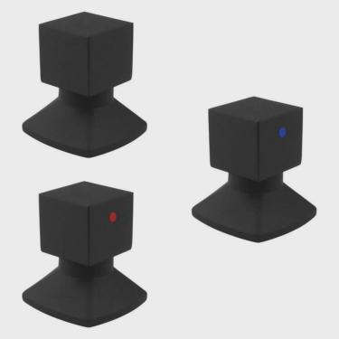 Imagem de Kit com 3 Acabamentos Para Registro C46 Água Quente/Fria Black BL6246 Ducon Metais Black