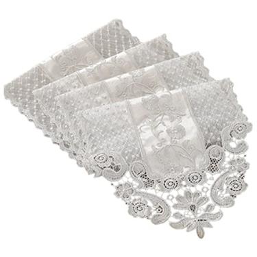 Imagem de Cachecol de mesa retangular bordado para corredor de mesa de renda para casamento 30 x 150 cm caminho de mesa de crochê