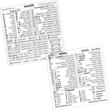 Imagem de SYNERLOGIC Mac OS (M1 + Intel) + Word/Excel (para Mac) Adesivos de atalho de teclado de referência rápida - para M1 ou Intel MacBook/iMac/Mac Mini, Vinyl, transparente