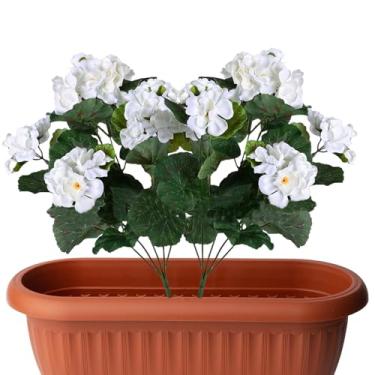 Imagem de Flores artificiais, gerânios artificiais - Conjunto de 2 flores artificiais de gerânio | Decoração de casa resistente a desbotamento, de baixa manutenção e requintada para a cozinha de estudo de quart