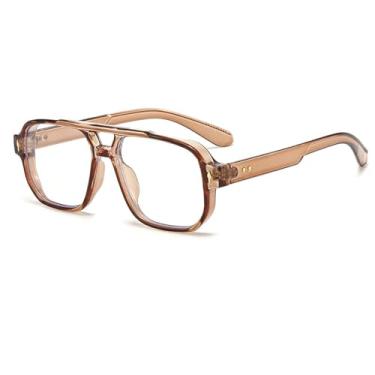 Imagem de HCPIHF Óculos de sol femininos retrô Double Bridges, armação fashion masculina (tamanho único/9)