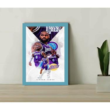 Imagem de Quadro Decorativo Lebron Lakers + Vidro 33x25 Sala Escritório