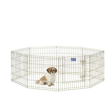 Imagem de MidWest Homes for Pets Caneta dobrável de metal para exercícios de cachorro/cachorro, cercadinho para uso interno/externo com porta, 40 metros quadrados de espaço para brincar, 61 cm de altura, zinco