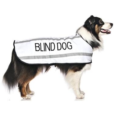 Imagem de Casacos para cachorro cegos com alerta branco e quente S-M M-L L-XL forro de lã reflexiva à prova d'água (visão não/limitada) Previne acidentes por Aviso a outros do seu cão com antecedênciaDexil Limited L-XL Back 23" (59cm) preto FDC-BDCTL1