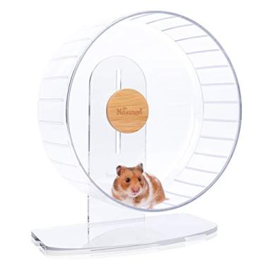 Imagem de Rodas de exercício de hamster super silenciosas da Niteangel: – Rodas de corrida silenciosas com suporte ajustável para hamsters gérbils ou outros animais pequenos (G, transparente)