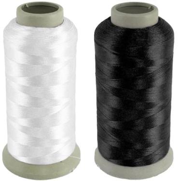 Imagem de Linha Bordar 100% Poliester 120g Cone 4000m Cor Branca Preta - Qian Su
