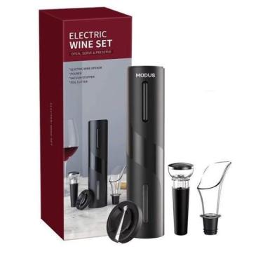 Imagem de Kit Abridor De Vinho Elétrico Saca Rolha Automático Bateria - Wineset