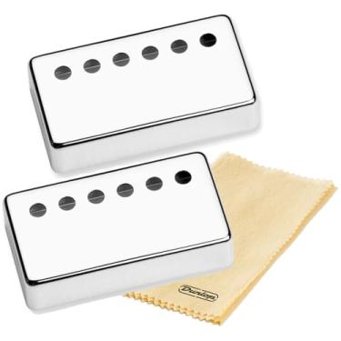 Imagem de Seymour Duncan Conjunto de capas de captador Humbucker espaçamento padrão conjunto de 2 capas de níquel com conjunto de pano polido Tonebird Dunlop 11800-20-Nc