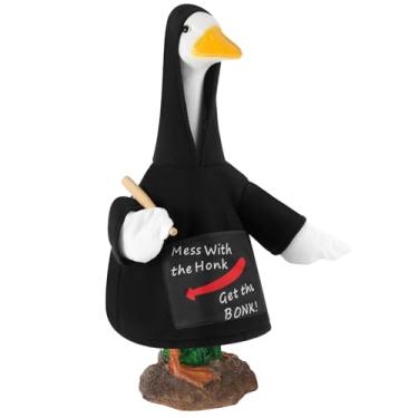 Imagem de Arrowbash Roupa de ganso de beisebol, varanda com capuz, quintal, roupa de fantasia de beisebol com tacos de madeira, adequada para estátua de ganso de 58 cm, gramado, jardim, jardim, pátio, decoração