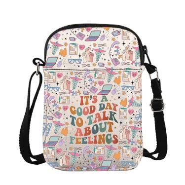 Imagem de ZJXHPO Bolsa tiracolo de saúde mental It's A Good Day To Talk About Feelings, bolsa mensageiro, assistentes sociais, educador, bolsa de mão, Feelings Cb